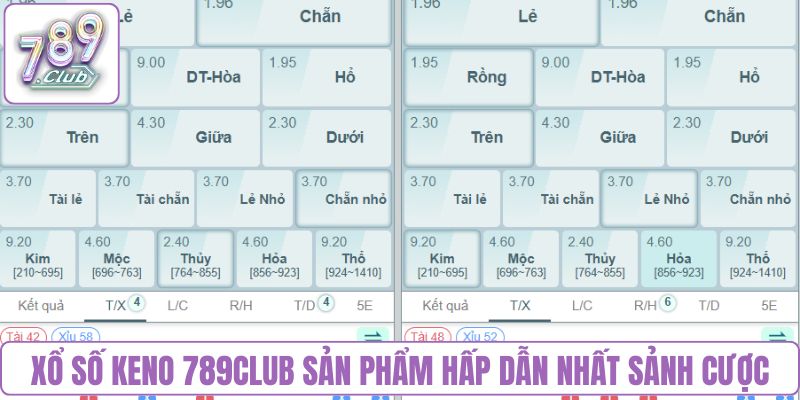 Xổ số Keno 789Club sản phẩm hấp dẫn nhất sảnh cược